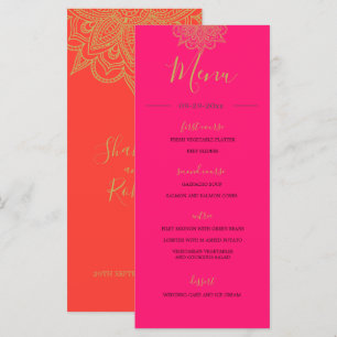 Indianischer Stil Rosa Orange Gold Farbschick Hoch Menükarte