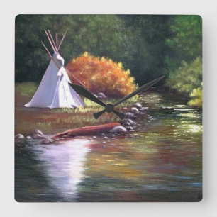 Indianischer Tipi-Wanduhr Quadratische Wanduhr