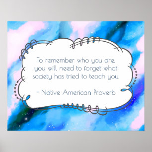 Indianisches amerikanisches Sprichwort Inspiration Poster