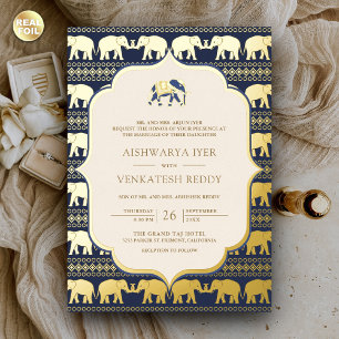 Indianisches Foto Hochzeit von Gold Folieneinladung