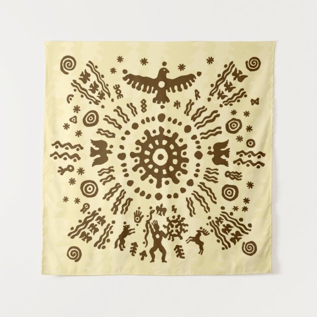 Indianisches Stamm-Ureinwohner-Ur-Ur-Ohrmuschel Wandteppich (Vorderseite)