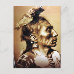 Indianisches Vintage-Porträt eines Ureinwohners Am Postkarte