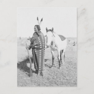 Indianisches Vintage-Porträt eines Ureinwohners Am Postkarte