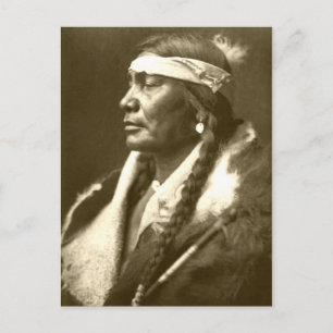 Indianisches Vintage-Porträt eines Ureinwohners Am Postkarte