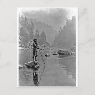 Indianisches Vintage-Porträt eines Ureinwohners Am Postkarte