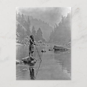 Indianisches Vintage-Porträt eines Ureinwohners Am Postkarte