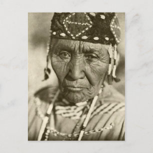 Indianisches Vintage-Porträt eines Ureinwohners Am Postkarte