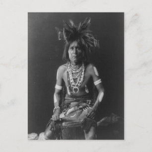 Indianisches Vintage-Porträt eines Ureinwohners Am Postkarte