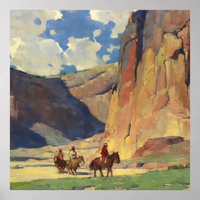 "IndiansThrough Canyon de Chelly" von Edgar Payne Poster (Vorne)