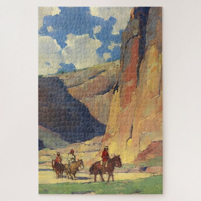 "IndiansThrough Canyon de Chelly" von Edgar Payne Puzzle (Vertikal)