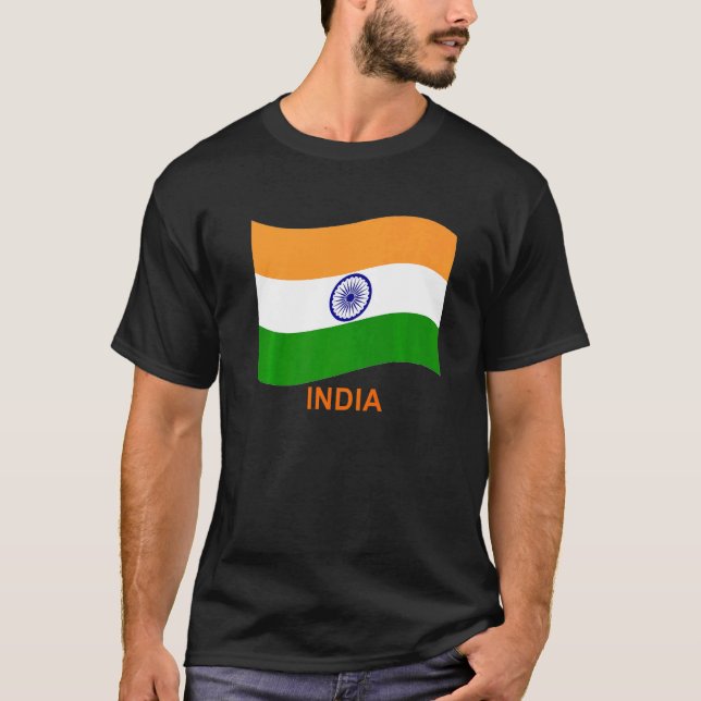 India's Bharat Indian Waving Flag   T-Shirt (Vorderseite)