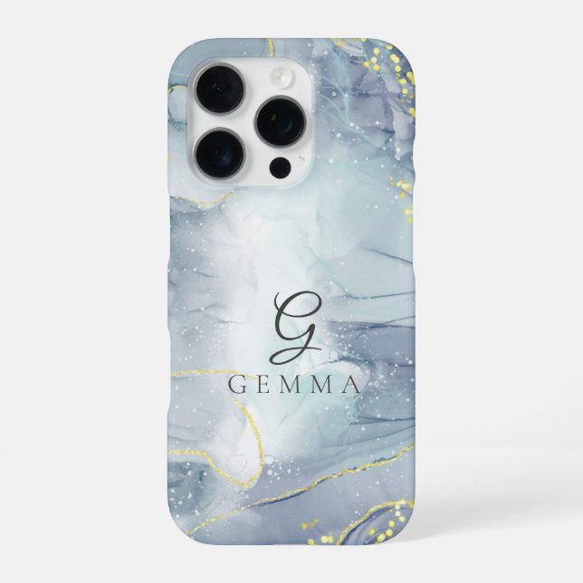 Indicolite Gold Glitzer Wasserfarbe individuell an iPhone Hülle (Rückseite)