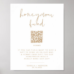 INDIE Beige Boho Honeymoon Fund Wedding Sign Poster