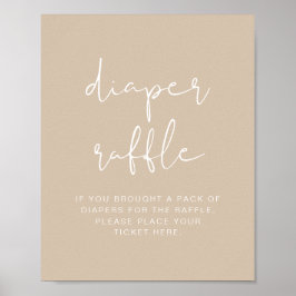 INDIE Bohemisch Beige Diaper Raffle Game Sign Poster