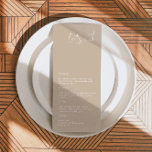 INDIE Bohemisch Earth Tone Taupe Wedding Menu Menükarte<br><div class="desc">Dieses Menü bietet einen edlen,  handgeschriebenen Schriftart und modernes minimalistisches Design. Die Kombination aus beige Creme macht es zu einer perfekten Ergänzung zu jedem böhmischen oder wüstenartigen Ereignis. Nutzen Sie dieses Menü für Ihren Hochzeitsempfang,  Ihr Brautparty,  Ihr Ruhestand-Party,  etc. Bearbeiten Sie *most*,  um Ihren Anforderungen gerecht zu werden.</div>