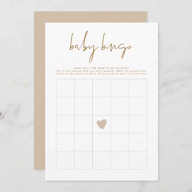 INDIE Bohemisch Earth Toned Baby Shooter Bingo Car Einladung (Vorne/Hinten)