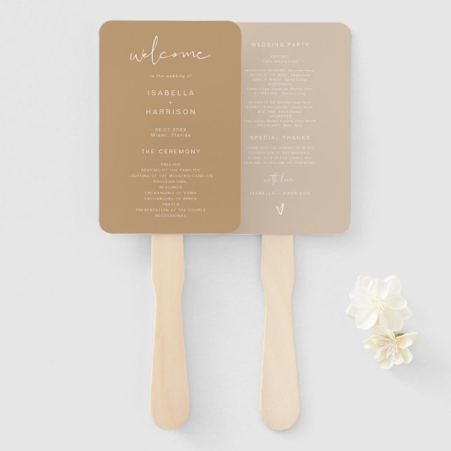 INDIE Bohemisch Earth Toned Beige Wedding Program Fächer (Vorne und Hinten)