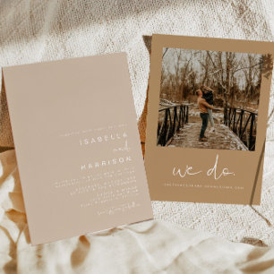 INDIE Bohemische Beige und Terracotta Foto Wedding Einladung