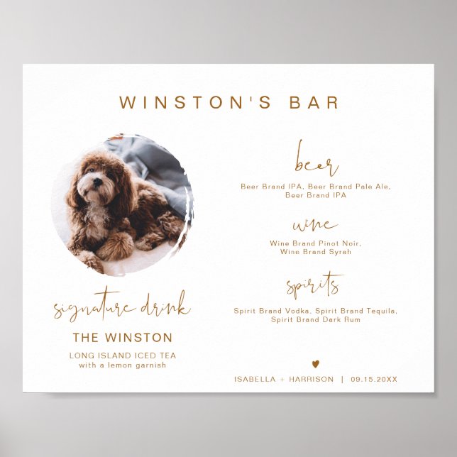 INDIE Boho 1 Foto Haustier Signatur Trinken Bar-Ze Poster (Vorne)