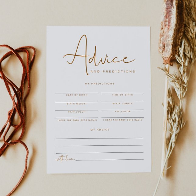 INDIE Boho Baby Shower Advice & Predictions Card Einladung (Von Creator hochgeladen)