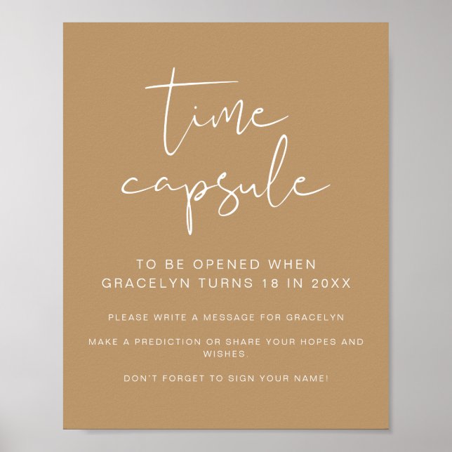 INDIE Boho Baby Shower Time Kapsel Zeichen Poster (Vorne)