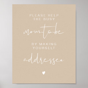 INDIE Boho Beige Babyadresse des Umschlagszeichens Poster