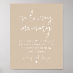 INDIE Boho Beige Gedenktafel In Liebe Poster