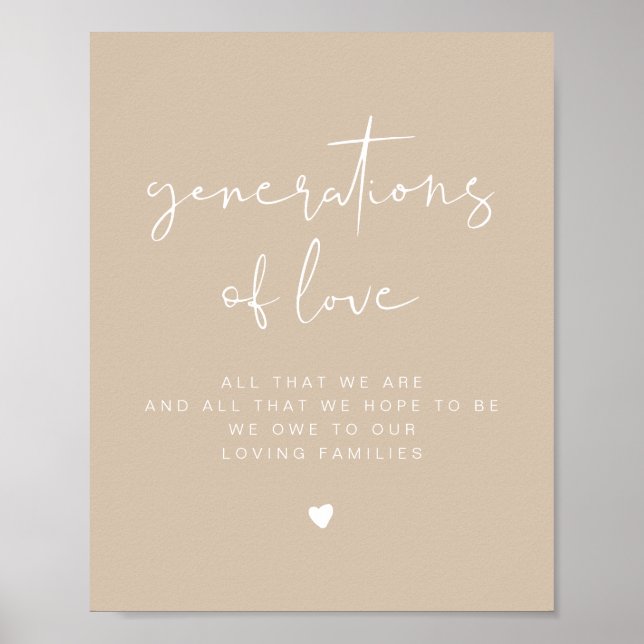 INDIE Boho Beige Generationen von Liebe Wedding Si Poster (Vorne)