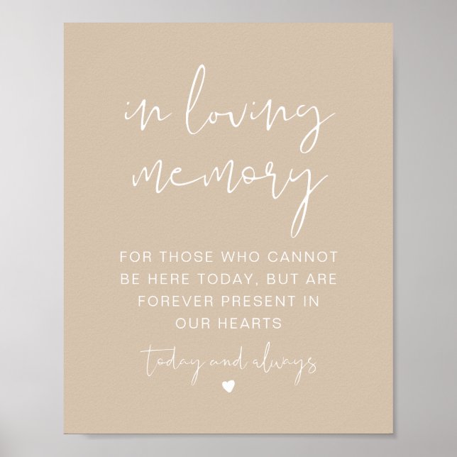INDIE Boho Beige in Love Memory Sign Poster (Vorne)