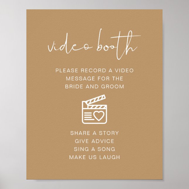 INDIE Boho Beige Moderne Hochzeitsvideokabine - St Poster (Vorne)