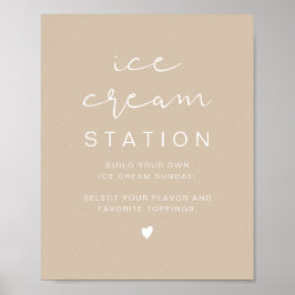 INDIE Boho Beige Modernes Ice Creme Station Poster