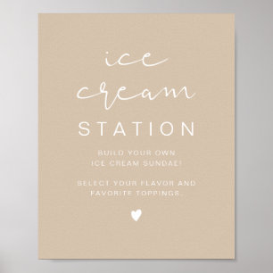 INDIE Boho Beige Modernes Ice Creme Station Poster