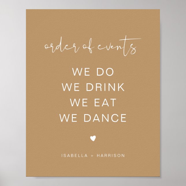 INDIE Boho Beige Wedding Order of Events Poster (Vorne)