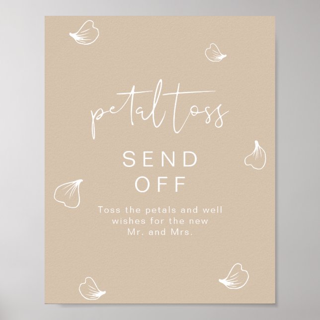 INDIE Boho Beige Wedding Petal Toss Absenden Poster (Vorne)