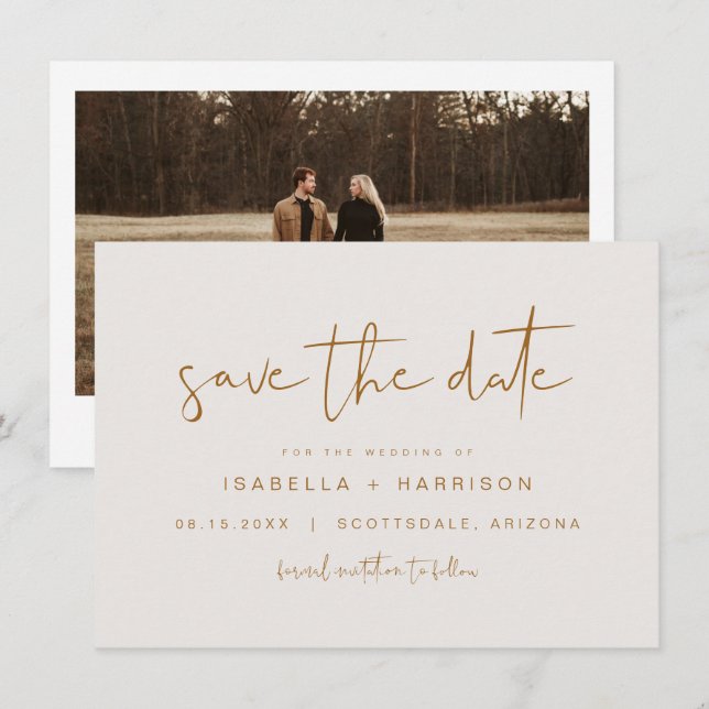 INDIE Boho Burnt Orange Save the Date Einladung (Vorne/Hinten)