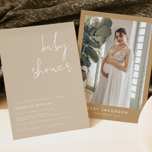 INDIE Boho Earth Toned Beige Baby Shower Einladung
