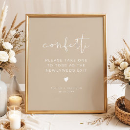 INDIE Boho Earth Toned Beige Confetti Toss Sign Poster
