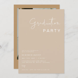 INDIE Boho Earth Toned Beige Graduation Party Einladung