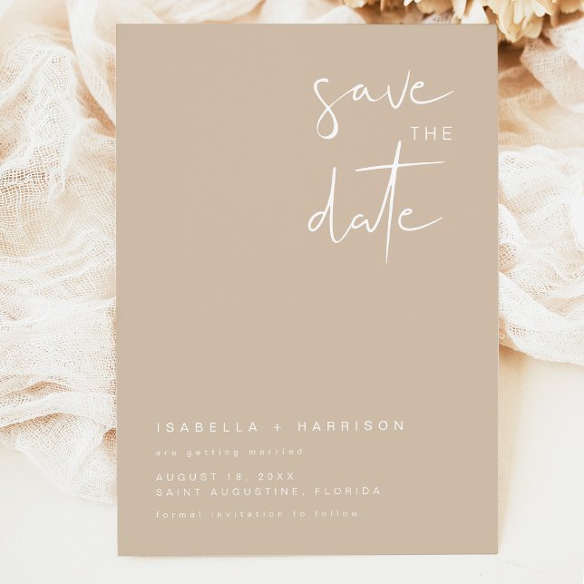 INDIE Boho Earth Toned Beige Save the Date Einladung (Von Creator hochgeladen)