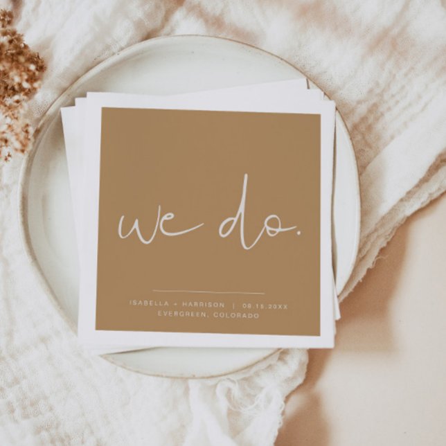 INDIE Boho Earth Toned Beige Wedding We Do Napkins Serviette (Von Creator hochgeladen)
