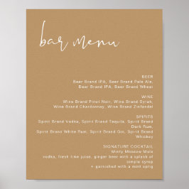 INDIE Boho Earth Toned Wedding Bar Menu Poster