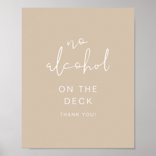 INDIE Boho Earth Tonge Beige No Alcohol Sign Poster (Vorne)