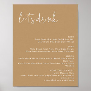 INDIE Boho Erde Ton Bar Menu Schild