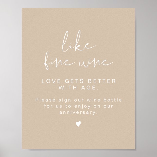 INDIE Boho Minimalistisch Wine Wedbook Sign Poster (Vorne)