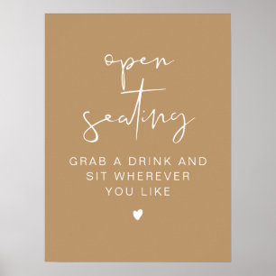 INDIE Boho Minimalistische Hochzeit Open Seating Z Poster