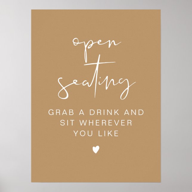 INDIE Boho Minimalistische Hochzeit Open Seating Z Poster (Vorne)