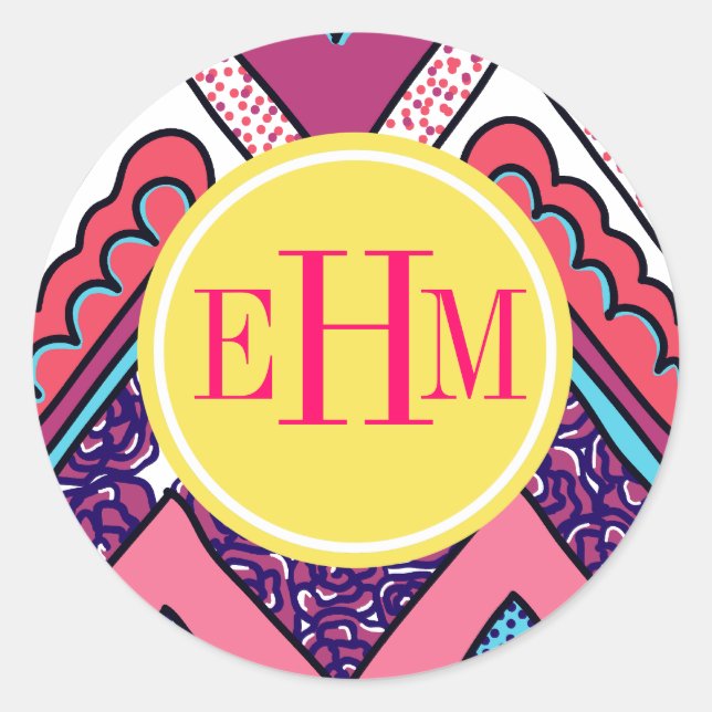 Indie Zickzack Runder Aufkleber (Vorderseite)