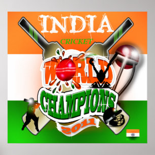 Indien 2011 Champions der ICC Cricket Weltmeisters Poster