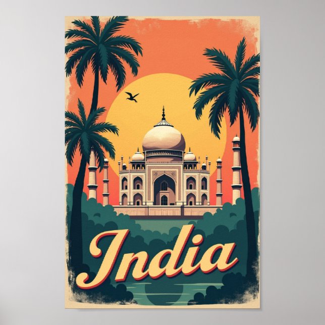 Indien – 70er Retro-Reise-Ästhetik Poster (Vorne)