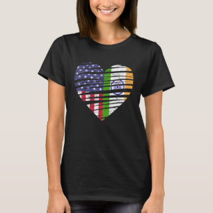 Indien Amerikanisch Gewachsenes Herz USA Patriot E T-Shirt